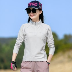 艾踄者 户外速干衣女立领修身长袖速干T恤徒步登山透气跑步瑜伽运动上衣