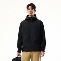 安踏 水壳四防软壳衣丨梭织加绒连帽运动外套男防风防泼水开衫上衣 基础黑6601-1 L/男175