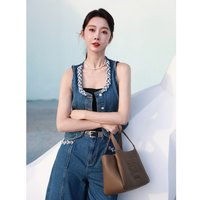 MISS COCOON 时尚休闲 女士牛仔马甲套装 牛仔蓝