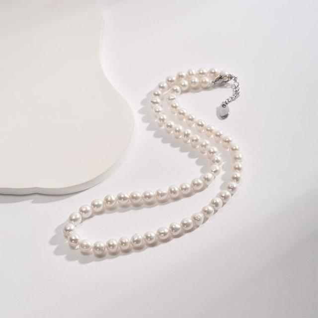 京润珍珠 合金淡水有核珍珠项链 凛真 5-7 白色巴洛克 叠戴神器