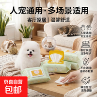 小宠清洁湿巾免洗无酒精温和不刺激人宠通用家用厨房桌面外出便携 2包（80抽）