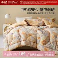 水星家纺 A类抑菌防螨十孔纤维冬被芯保暖秋冬被子秋冬季纤维被褥 花木醇香抗菌冬被220×240cm
