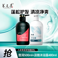 养元青 普洱洗发水控油无硅油洗发露清爽蓬松去油洗护套装洗头膏 洗发水+沐浴露