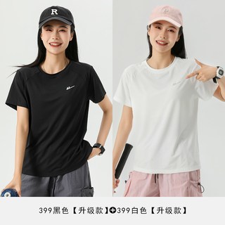  WARRIOR/回力 冰丝速干 女士运动T恤 黑色+白色 XS