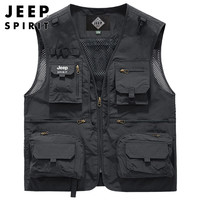 JEEP SPIRIT 多口袋 男士工装马甲 深灰 XL