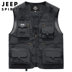 JEEP SPIRIT 多口袋 男士工装马甲 深灰 XL