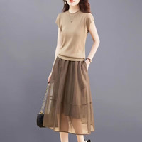 川朗 遮肚子减龄 女士连衣裙套装
