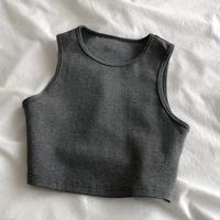 限尺码：北极绒 辣妹风短款露脐打底背心女弹力纯色短袖t恤女内穿无袖上衣女