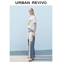 URBAN REVIVO 撞色做旧印花 女士短袖T恤