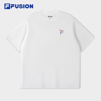FILA FUSION 斐乐潮牌情侣短袖t恤女26夏季新款宽松纯棉白色上衣男