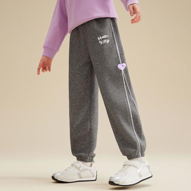 Hello Kitty 女童春季卫裤2026新裤脚侧边爱心标点缀设计中大童裤子