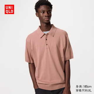  UNIQLO/优衣库 可机洗 女士针织polo衫 12 桃红色 M