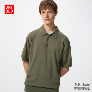  UNIQLO/优衣库 可机洗 女士针织polo衫 56 橄榄色 2XL