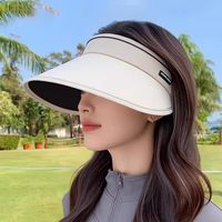 防晒帽子女士夏天防紫外线太阳帽户外遮脸大帽檐空顶遮阳帽