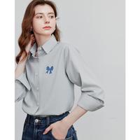 初语 春秋女式时尚职场单排扣长袖衬衫通勤简约衬衣上衣