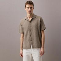  ZARA 简约复古度假风 男士衬衫式短袖针织开衫