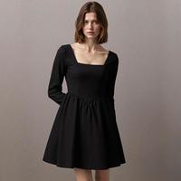 ZARA 时尚气质 女式方领长袖连衣裙