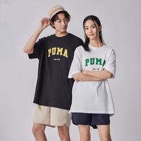 PUMA 短袖T恤男女同款大LOGO宽松休闲圆领短袖