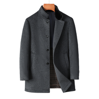  ROMON/罗蒙 100绵羊毛 男士羊毛大衣 水貂毛领