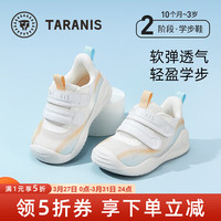 泰兰尼斯 秋季学步鞋包头防踢儿童鞋防滑软底透气男宝宝机能鞋 白/蓝/黄 单网 18 适合脚长11.8~12.2cm