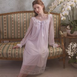 Rose Tree RoseTree冰丝睡裙女春秋长袖蕾丝性感宫廷公主纯欲睡衣2026新款夏
