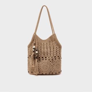 爱依服 【编织软包】法式度假风沙滩包手拎单肩女包