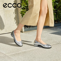 ecco 芭蕾舞鞋女 24年夏季牛皮圆头玛丽珍浅口单鞋 雕塑奢华222323 黑色22232301001 36