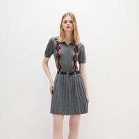 ONLY 知性格纹 女士假两件翻领针织连衣裙