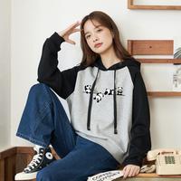  INMAN/茵曼 撞色落肩袖 女士卫衣