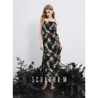 值友专享、限尺码：三彩 【碎花吊带长裙】内搭显瘦清冷风垂感女士连衣裙 S