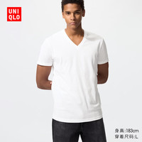 优衣库 男装女装快干V领T恤/短袖26春夏新款484845 00 白色 L