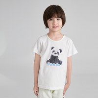 歌瑞家 2025夏季新款婴幼儿童透气棉熊猫印花短袖圆领上衣