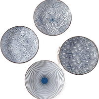  竹木本记 釉下彩 日式餐盘