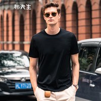  布先生 显瘦弧形下摆 男士T恤 XXL/185 黑色