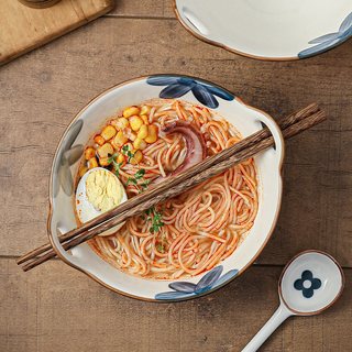  WUXIN 釉下彩 陶瓷面条碗 墨蓝-7英寸拉面碗