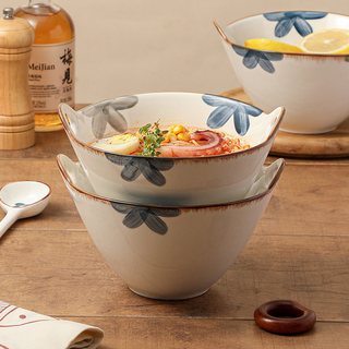  WUXIN 釉下彩 陶瓷面条碗 墨蓝-7英寸拉面碗