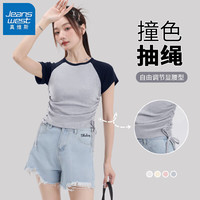 JEANSWEST/真维斯 撞色抽褶 女士短袖T恤