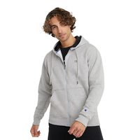 冠军 男士全拉链连帽卫衣 标准版型中厚抓绒 运动休闲秋冬款 柔软舒适 中深灰色 X-Large