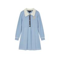 E-LAND KIDS 衣恋童装儿童女童裙子春秋款刺绣花边领中长款时尚连衣裙