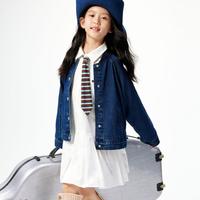 gxg.kids GXG童装春秋儿童裙子学院风长袖衬衫百褶女童中长裙