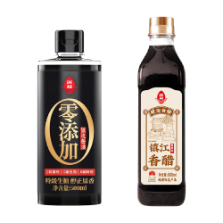 莲花 0添加特级酿造酱油500ml*1瓶+一级酿造香醋500ml*1瓶炒菜凉拌
