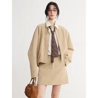 ELLE 松弛短款女式外套2026年春季新款摩登复古气质落肩袖上衣女