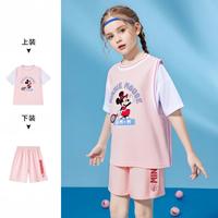 迪士尼 男女童运动速干冰感套装夏季儿童宽松透气T恤短裤篮球服两件套