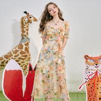 ELF SACK/妖精的口袋 法式泡泡袖 女士碎花长裙