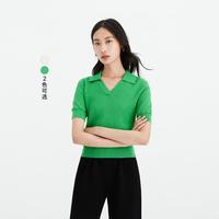 LILY 薄荷曼波气质纯色显瘦收腰POLO针织衫