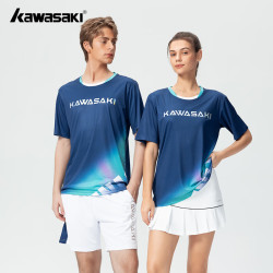 KAWASAKI 速干 羽毛球服 比赛服上衣-深蓝色-B3985
