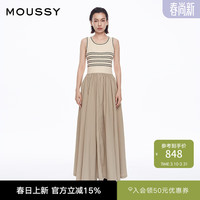 MOUSSY 钟楚曦同款复古风条纹针织拼接背心连衣裙 028ISZ70-3861