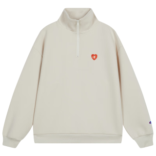  Champion 半拉链设计 女士卫衣 浅驼色 L