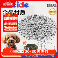 鲁希德 狗牵引绳遛狗牵引绳狗链狗项圈金属防咬狗链防爆冲小型犬专用2米