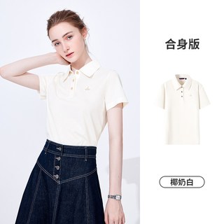  navigare/纳维凯尔 桑蚕丝 女士Polo衫 0010椰奶白（B款） M